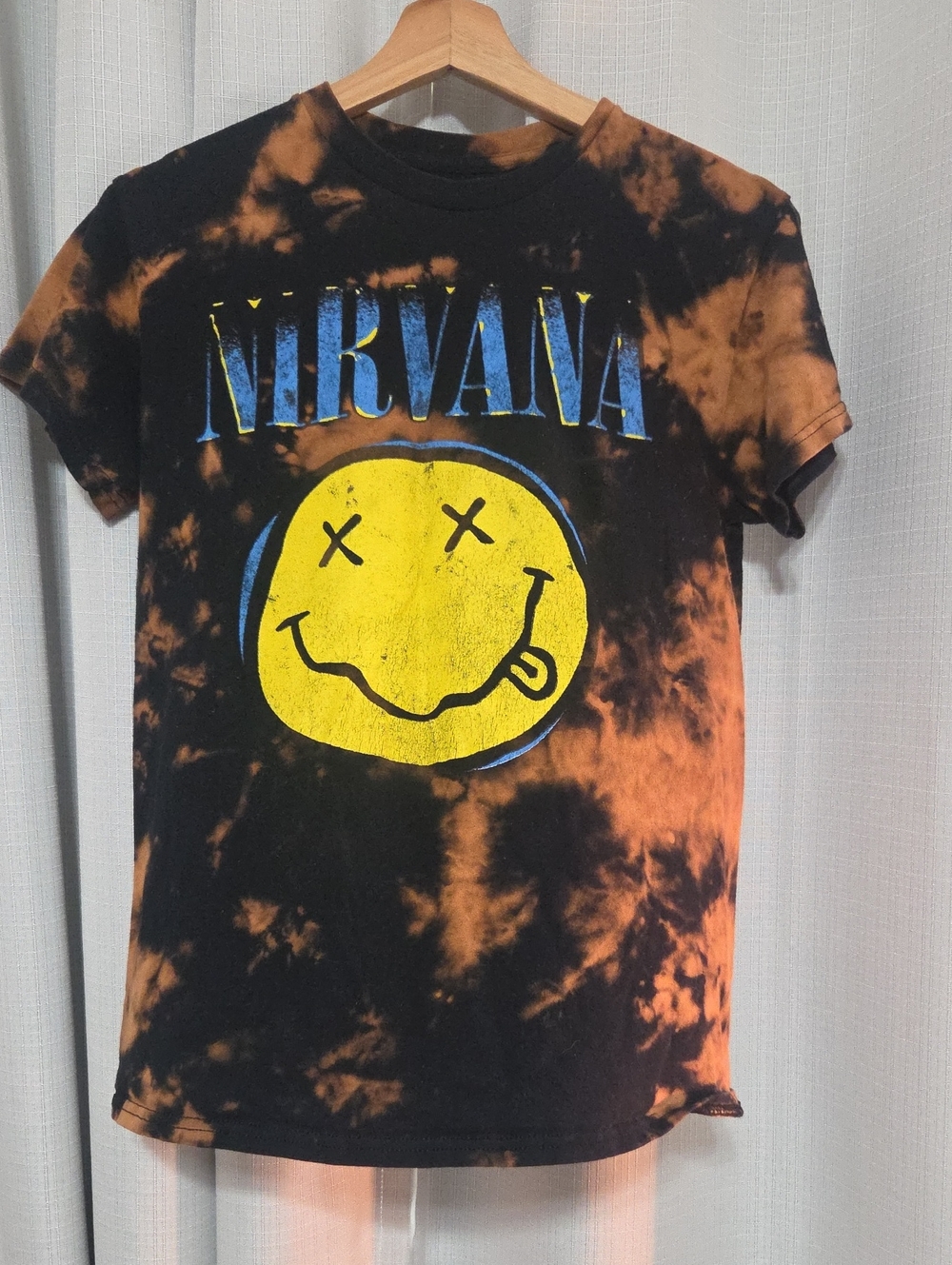 Nirvana Kids' Tie-Dye Smiley T-Shirt - Black & Orange